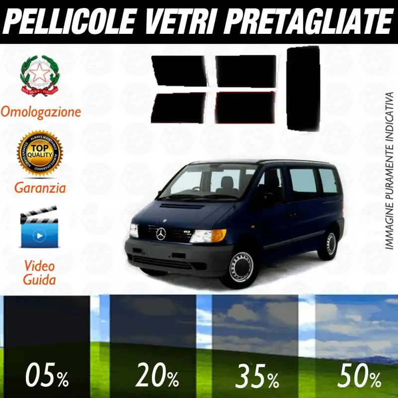 Mercedes Vito MPV dal 1996 al 2003 Pellicole Oscuramento Vetri Auto Pre Tagliate a Misura Posteriore Subito Disponibile