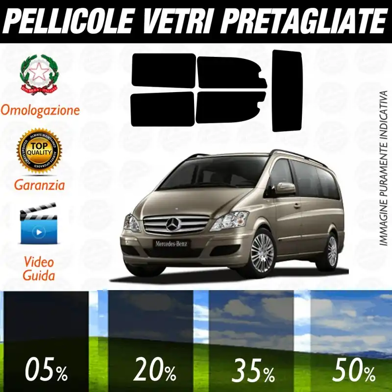 Compra Oggi Stesso Mercedes Viano dal 2003 al 2014 Pellicole Oscuramento Vetri Auto Pre Tagliate a Misura Posteriore