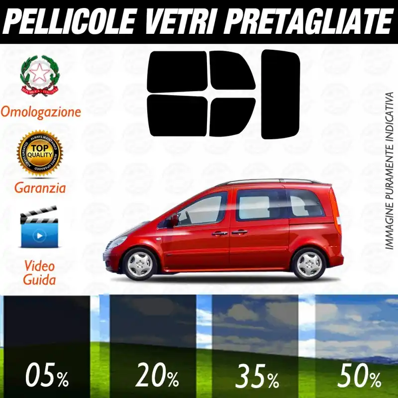 Offerta Speciale Mercedes Vaneo dal 2002 al 2006 Pellicole Oscuramento Vetri Auto Pre Tagliate a Misura Posteriore