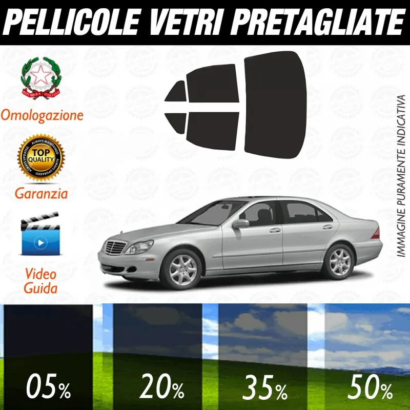 Mercedes S 500 Berlina dal 2001 al 2004Pellicole Oscuramento Vetri Auto Pre Tagliate a Misura Posteriore Sconto