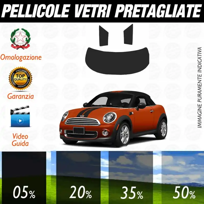 Mini Coupé dal 2012 al 2015 Pellicole Oscuramento Vetri Auto Pre Tagliate a Misura Posteriore Solo Oggi