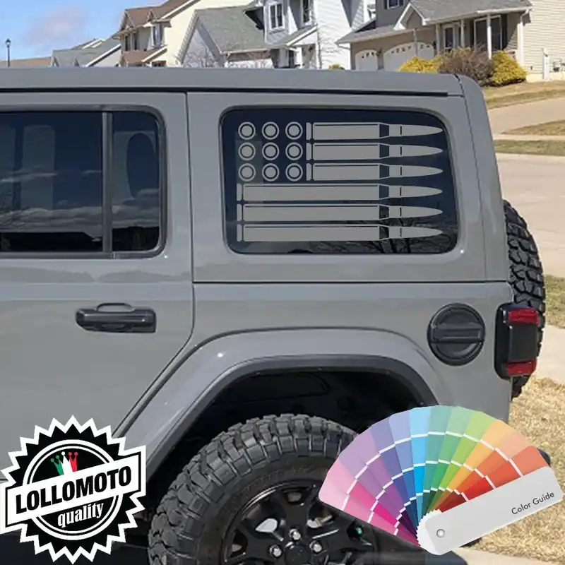 Economico Adesivo Bandiera Americana Proiettili Stickers Compatibile con JEEP WRANGLER UNLIMITED Decal Auto