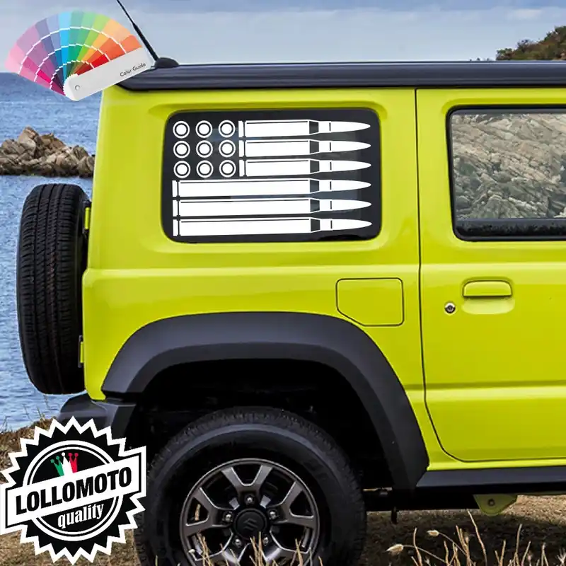 Adesivo Bandiera Americana Proiettili Stickers Compatibile con SUZUKI JIMNY Decal Auto Prezzo Conveniente