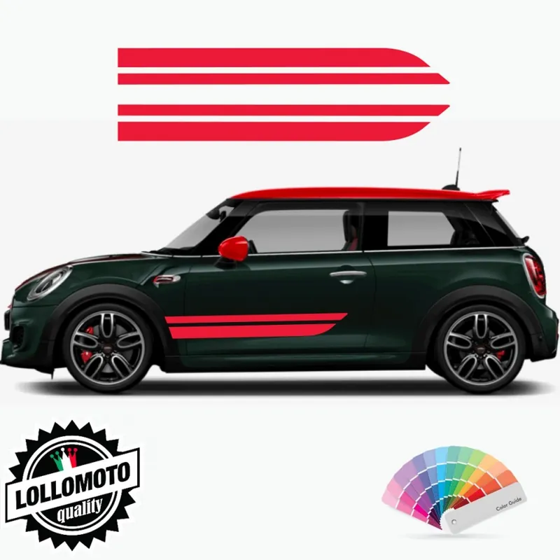 Offerta Limitata Strisce Adesive Fiancate RACE Fasce Compatibile con MINI COOPER S SD ONE JHONN COOPER WORKS Decal Auto