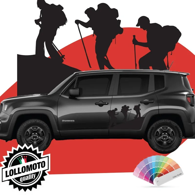 2x Adesivi Alpinisti Trekking Sportelli JEEP RENEGADE Stickers Montagna e Alpinismo Compra Oggi Stesso