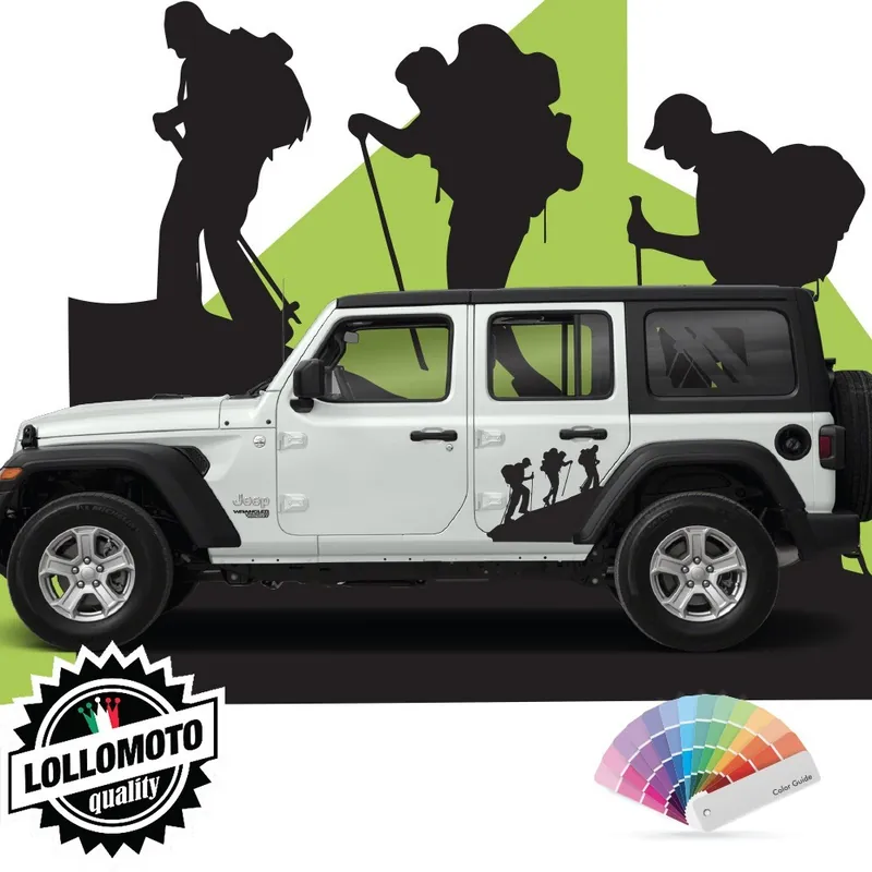 Affare 2x Adesivi Alpinisti Trekking Sportelli JEEP WRANGLER JK JKU Stickers Montagna e Alpinismo