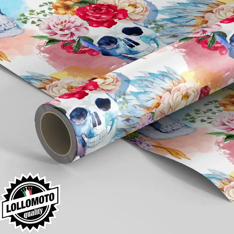 Di Tendenza Pellicola SKULL AND ROSE Pellicola Car Wrapping Adesiva Rivestimento Auto