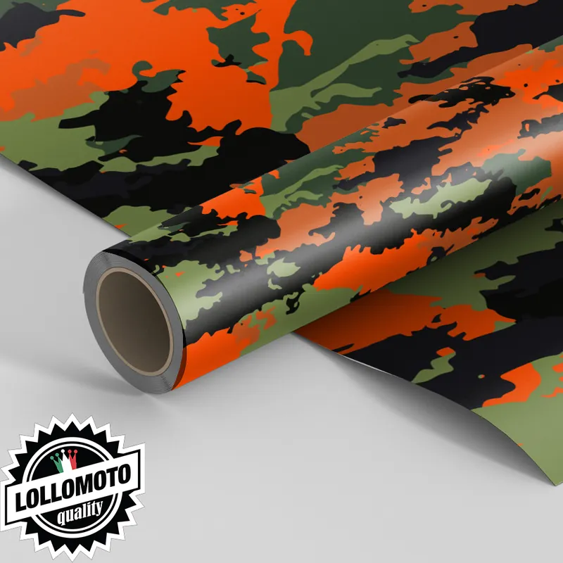 Pellicola CAMOUFLAGE Orange MILITARY Pellicola Car Wrapping Adesiva Rivestimento Auto Solo Oggi