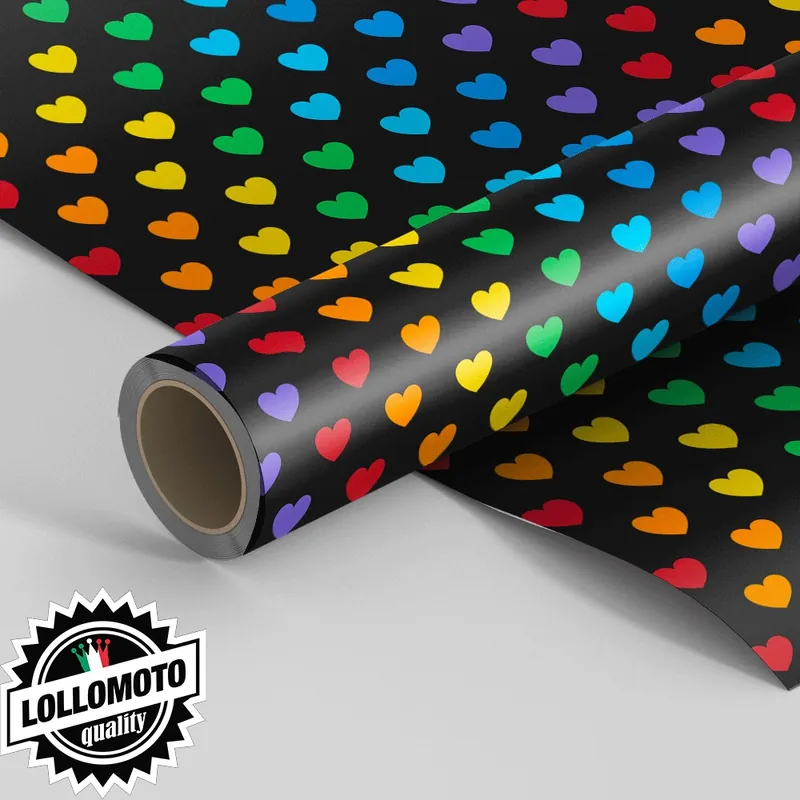 Spedito Oggi Pellicola COLORFUL HEART CUORI PATTERN Pellicola Car Wrapping Adesiva Rivestimento Auto