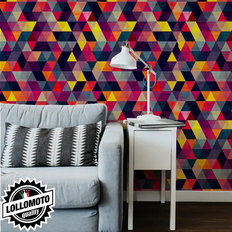 Spedizione Espresso Carta da Parati Adesiva Triangoli Colorati Professionale Interior Design Arredamento Personalizzato Wall Paper