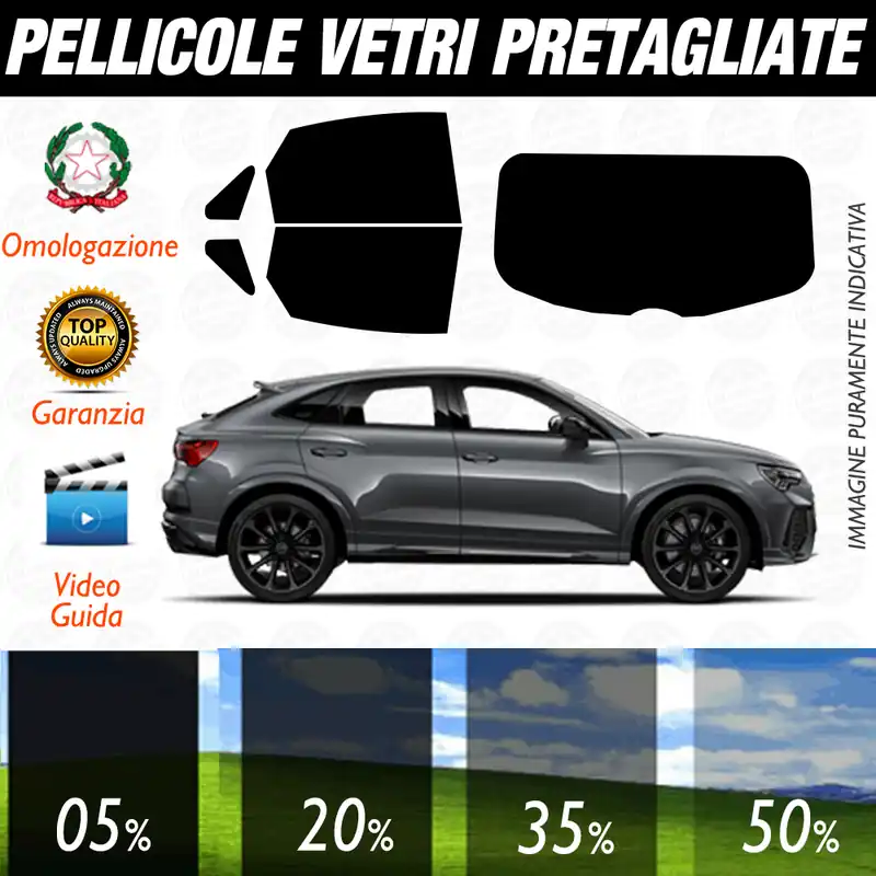 Promo Stagionale Audi Q3 Sportback dal 2019 ad OGGI Pellicole Oscuramento Vetri Auto Pre Tagliate a Misura