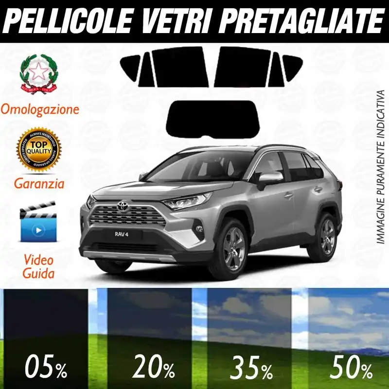 Toyota Rav 4 5P dal 2019 ad OGGI Pellicole Oscuramento Vetri Auto Pre Tagliate a Misura Prezzo Basso