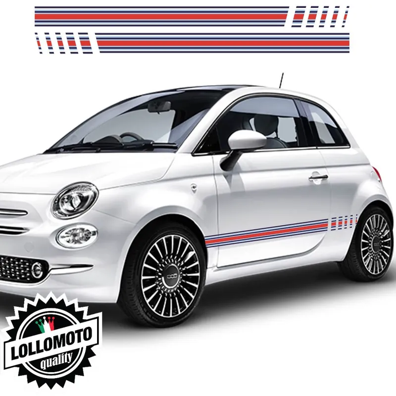 Consegna Rapida Strisce Fiancate Adesivi Fiat 500 Abarth Modello MARTINI RACING Personalizzate Stickers Decal Auto