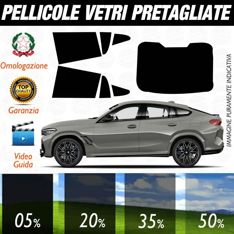 Compra Online BMW X6 dal 2020 ad OGGI Pellicole Oscuramento Vetri Auto Pre Tagliate a Misura