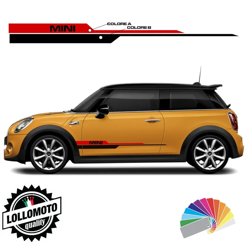 Strisce Fiancate Adesivi MINI 3 Porte Cooper S SD ONE Mod. TITAN Personalizzate Stickers Decal Accessori Auto Nuova Collezione