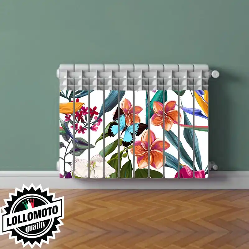 Adesivo Termosifone TROPICAL FLOWERS Rivestimento Adesivo Laminato Stickers Termosifone Wrapping Interior Design Popolare