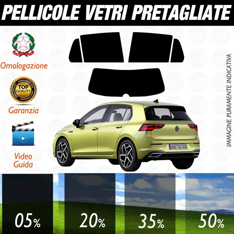Di Tendenza Volkswagen Golf 8 5P dal 2020 ad OGGI Pellicole Oscuramento Vetri Posteriori Auto Pre Tagliate a Misura