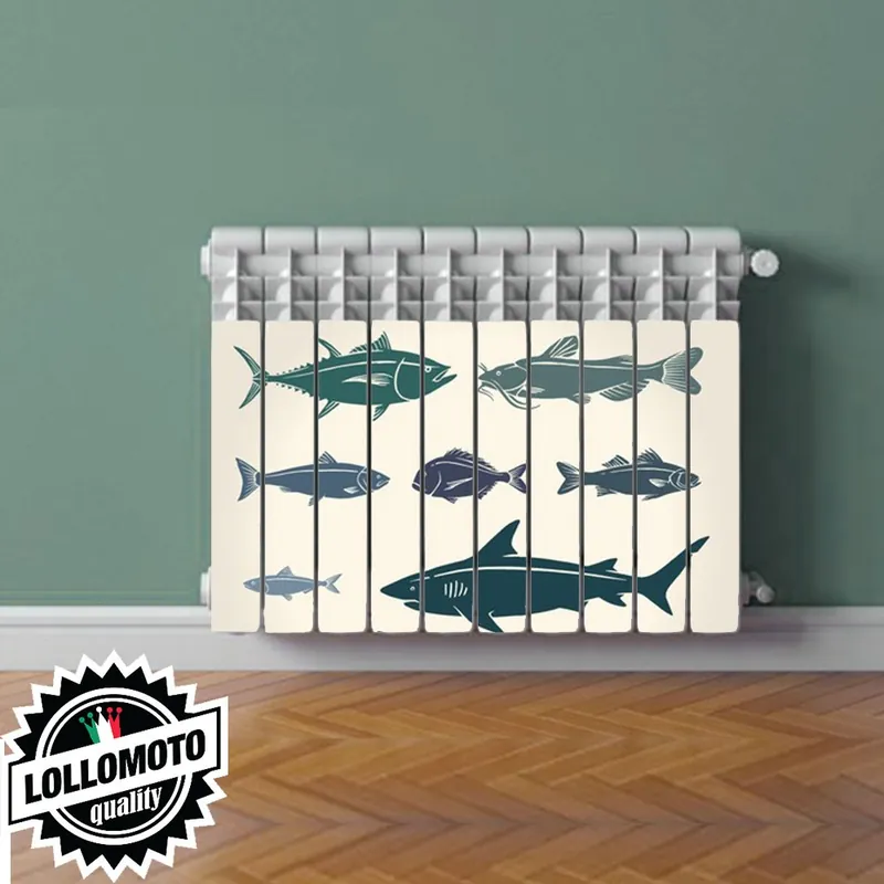 Termosifone FISHES Rivestimento Adesivo Laminato Stickers Termosifone Wrapping Interior Design Prezzo Ridotto