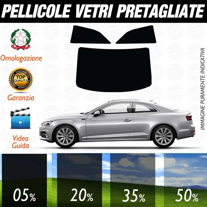 Audi A5 Coupè dal 2017 ad OGGI Pellicole Oscuramento Vetri Auto Pre Tagliate a Misura Consegna Rapida