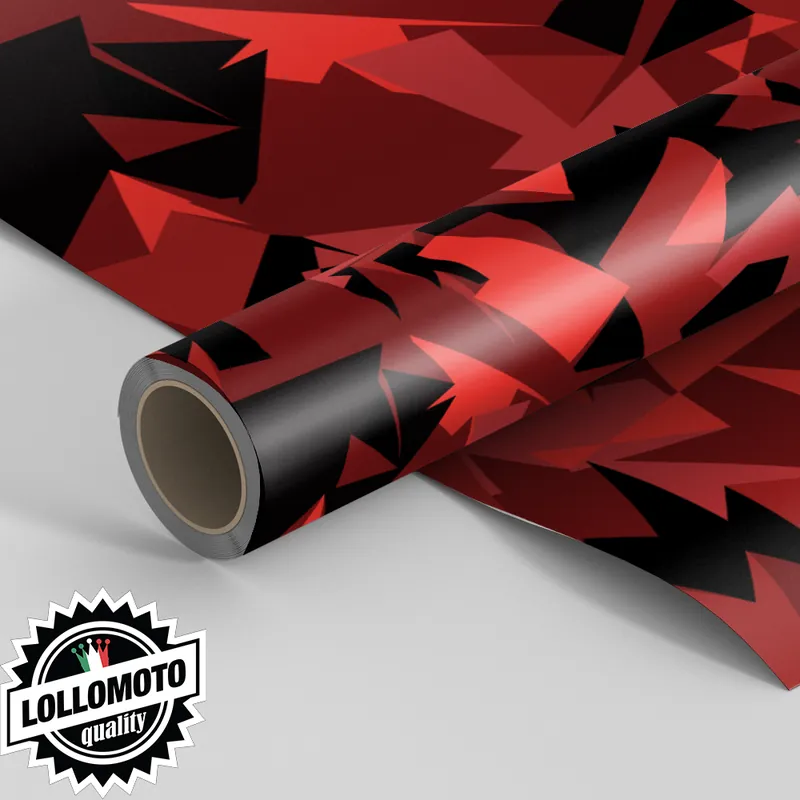 Economico Pellicola ABSTRACT RED MILITARY CAMOUFLAGE Pellicola Car Wrapping Adesiva Rivestimento Auto
