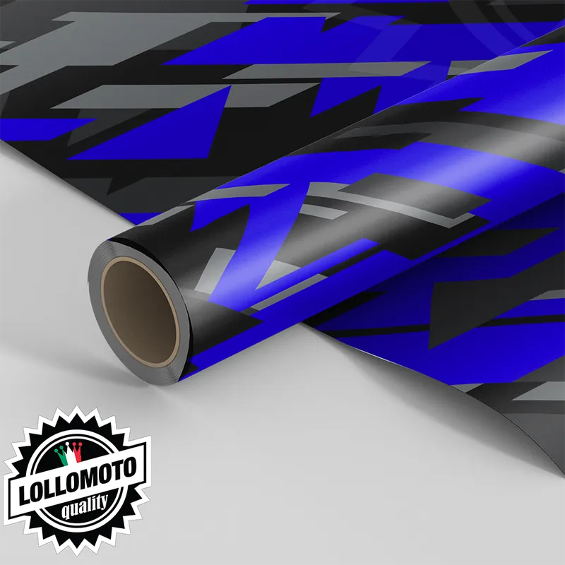 Pellicola Car Wrapping MODERN GEOMETRIC ARMY CAMO BLU Adesiva Rivestimento Auto Ultimissimo Modello