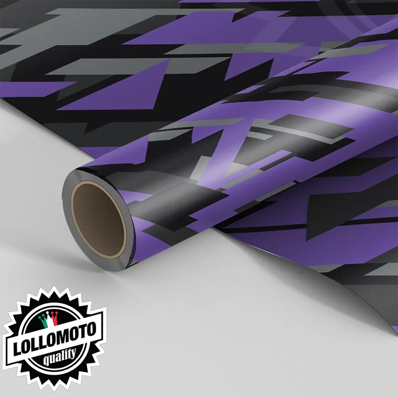 Pellicola Car Wrapping MODERN GEOMETRIC ARMY CAMO VIOLA Adesiva Rivestimento Auto Nuova Collezione