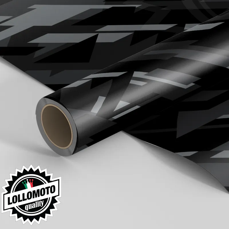 Pellicola Car Wrapping MODERN GEOMETRIC ARMY CAMO NERO Adesiva Rivestimento Auto Offerta Lampo