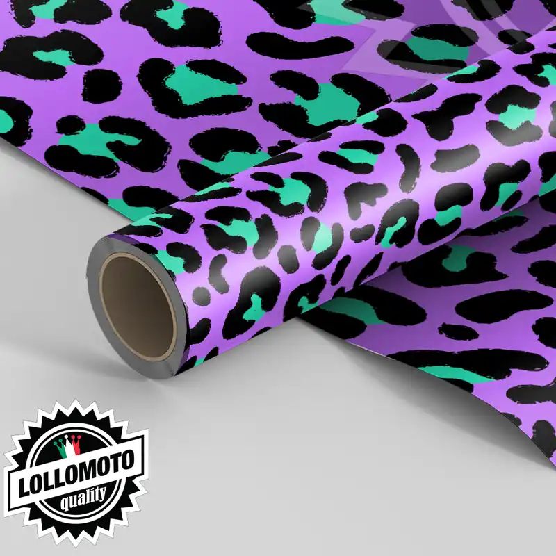 Pellicola Car Wrapping LEOPARD VIOLET Adesiva Rivestimento Auto Moto Boat Esclusivo