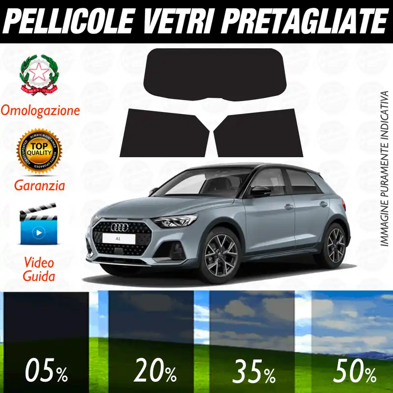Audi A1 5P Sportback dal 2019 ad OGGI Pellicole Oscuramento Vetri Auto Pre Tagliate a Misura Compra Adesso