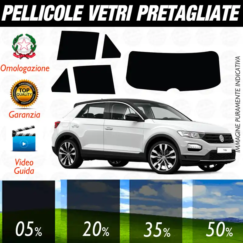 Economico VolksWagen T-ROC TROC 5 Porte dal 2018 ad OGGI Pellicole Oscuramento Vetri Auto Pre Tagliate a Misura