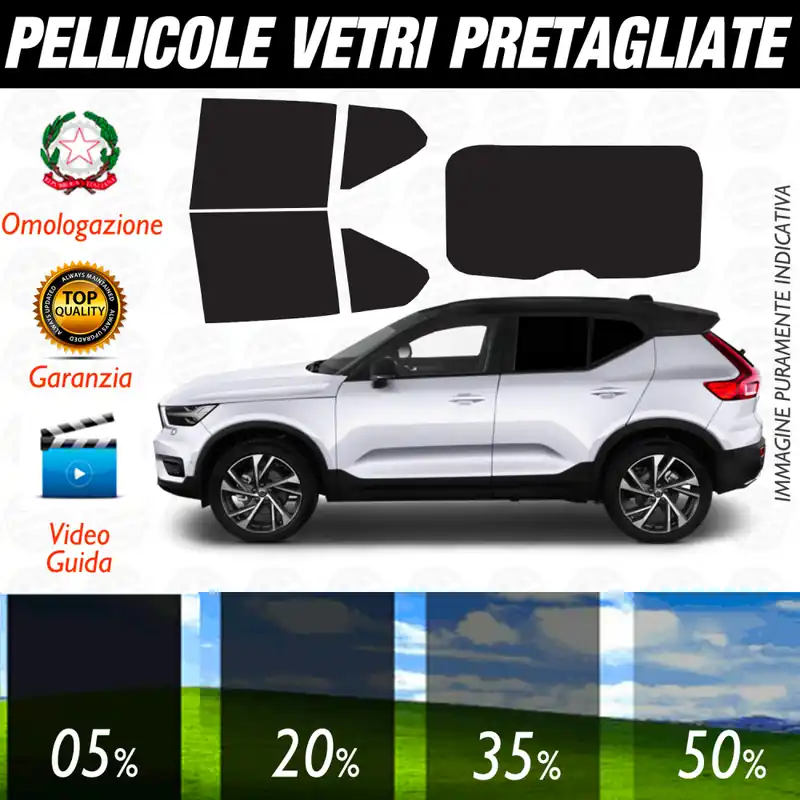 VOLVO XC40 dal 2018 ad OGGI Pellicole Oscuramento Vetri Auto Pre Tagliate a Misura Ordina Subito