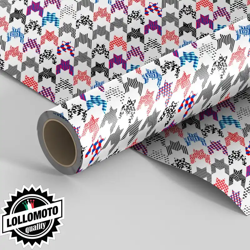 Offerta Lampo Pellicola Trama PIED DE POULE GLAMOUR Pellicola Car Wrapping Texture Adesiva Rivestimento Auto Moto Arredamento