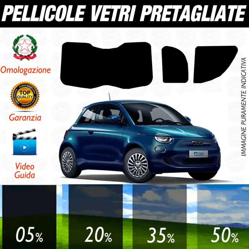 Fiat 500 E 5P dal 2021ad OGGI Pellicole Oscuramento Vetri Auto Pre Tagliate a Misura Di Tendenza