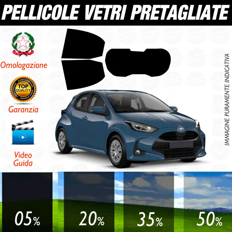 Must-Have TOYOTA YARIS 5P dal 2021 ad OGGI Pellicole Oscuramento Vetri Auto Pre Tagliate a Misura