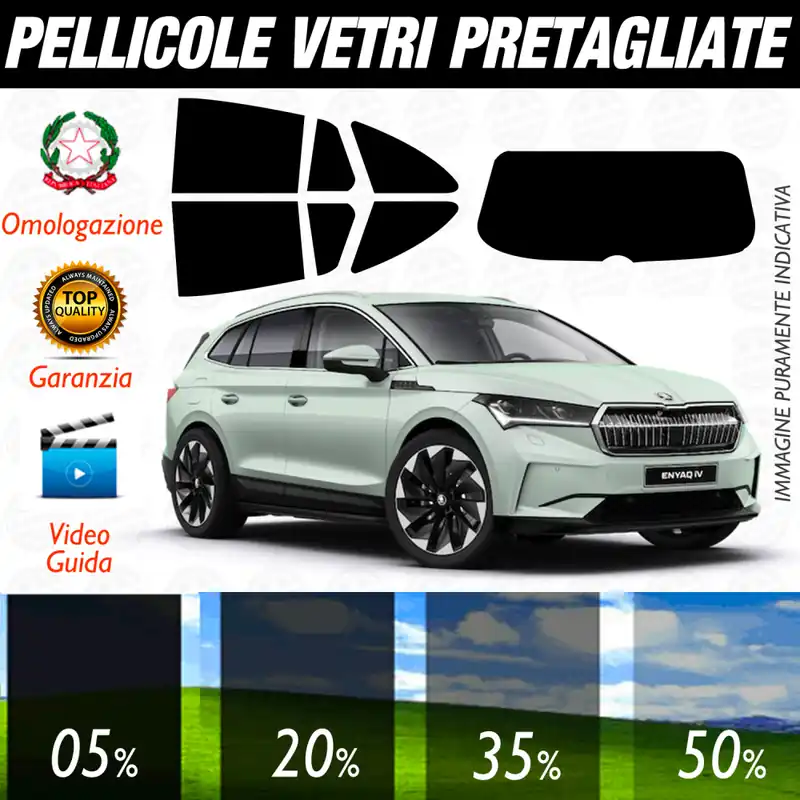 Offerta Limitata SKODA ENYAQ dal 2020 ad OGGI Pellicole Oscuramento Vetri Auto Pre Tagliate a Misura