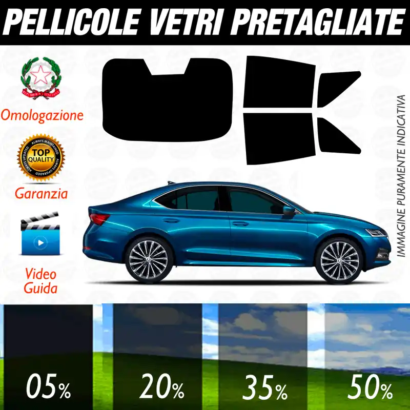 Bestseller SKODA OCTAVIA BERLINA dal 2020 ad OGGI Pellicole Oscuramento Vetri Auto Pre Tagliate a Misura