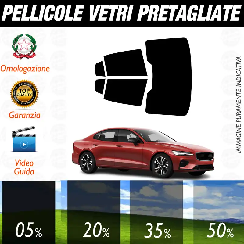 Spedito Oggi Volvo S60 Berlina dal 2019 a Oggi Pellicole Oscuramento Vetri Auto Pre Tagliate a Misura