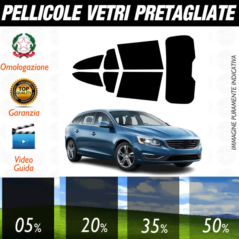 Volvo V60 Sw dal 2010 al 2018 Pellicole Oscuramento Vetri Auto Pre Tagliate a Misura Offerta Limitata