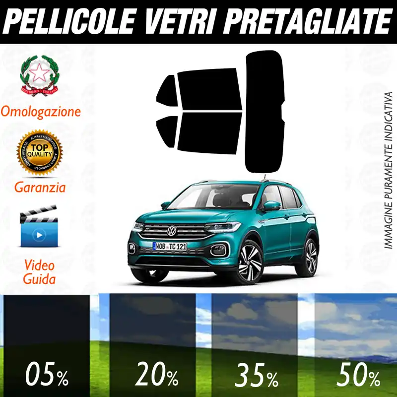 Volkswagen T-Cross dal 2019 a Oggi Pellicole Oscuramento Vetri Auto Pre Tagliate a Misura Non Perdere