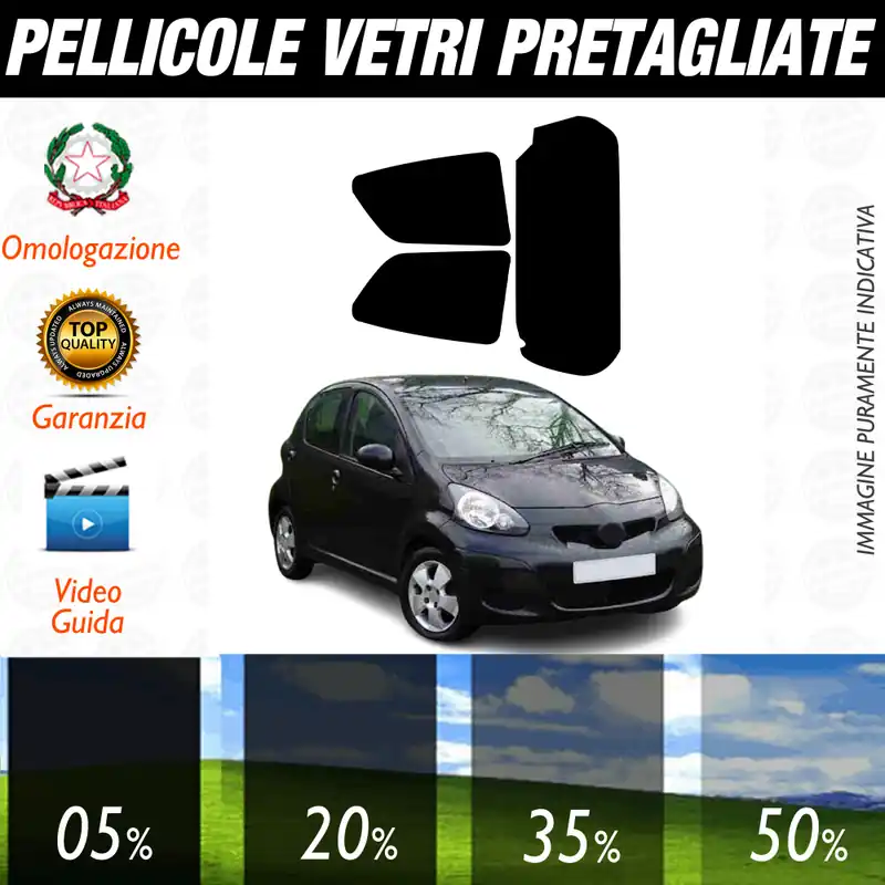 Toyota Aygo 5P dal 2008 al 2012 Pellicole Oscuramento Vetri Auto Pre Tagliate a Misura Compra Oggi Stesso