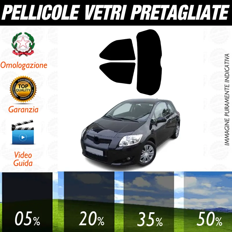 Toyota Auris 3P dal 2006 al 2010 Pellicole Oscuramento Vetri Auto Pre Tagliate a Misura Offerta Lampo