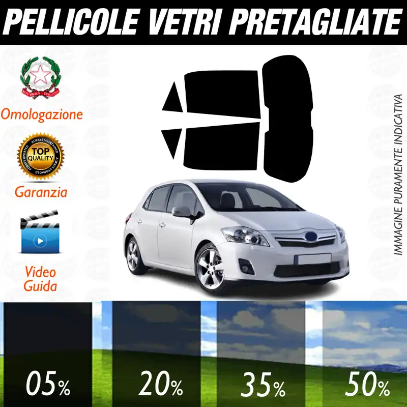 Toyota Auris 5P dal 2006 al 2010 Pellicole Oscuramento Vetri Auto Pre Tagliate a Misura Prezzo Scontato