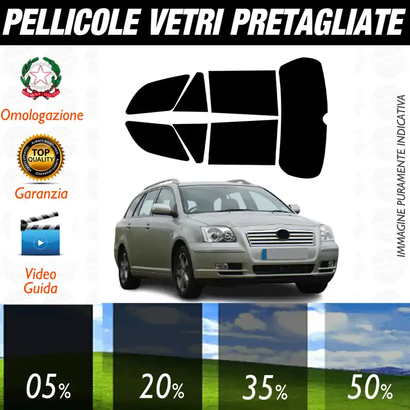 Spedito Oggi Toyota Avensis Sw dal 2006 al 2008 Pellicole Oscuramento Vetri Auto Pre Tagliate a Misura