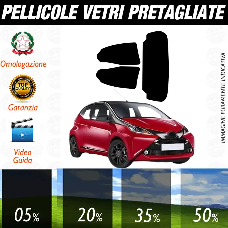 Toyota Aygo dal 2014 a Oggi Pellicole Oscuramento Vetri Auto Pre Tagliate a Misura Saldi