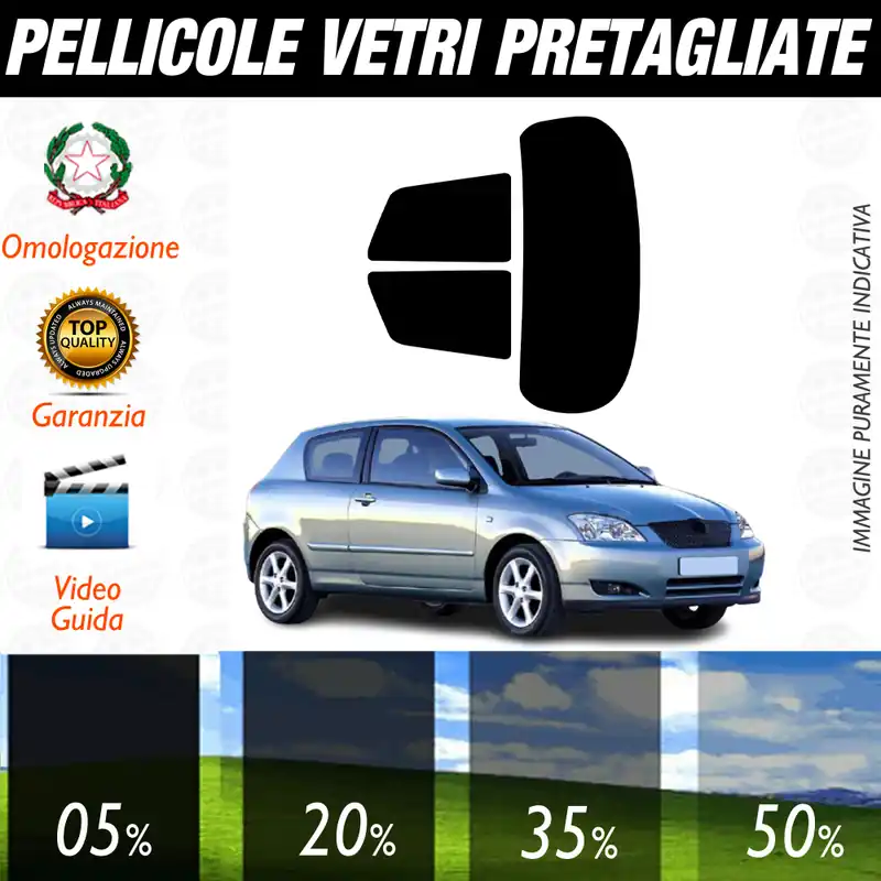 Toyota Corolla 3P dal 2002 al 2004 Pellicole Oscuramento Vetri Auto Pre Tagliate a Misura Miglior Prezzo