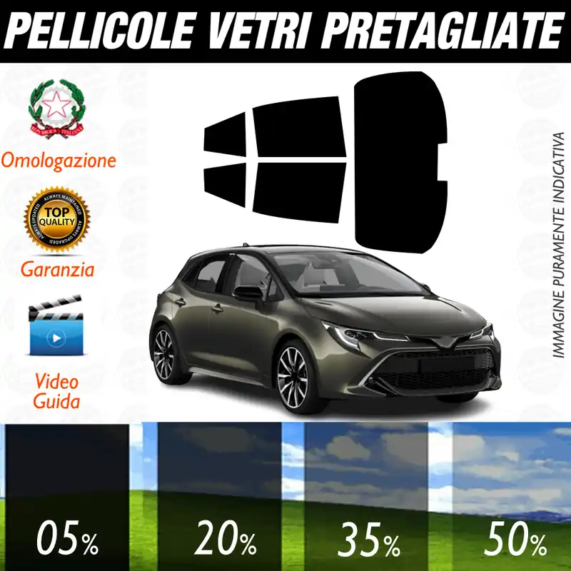 Reso Gratuito Toyota Corolla 4P dal 2020 a Oggi Pellicole Oscuramento Vetri Auto Pre Tagliate a Misura