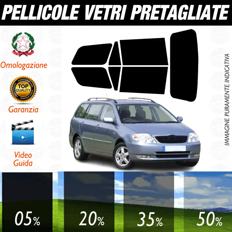 Prezzo Conveniente Toyota Corolla Sw dal 2002 al 2007 Pellicole Oscuramento Vetri Auto Pre Tagliate a Misura