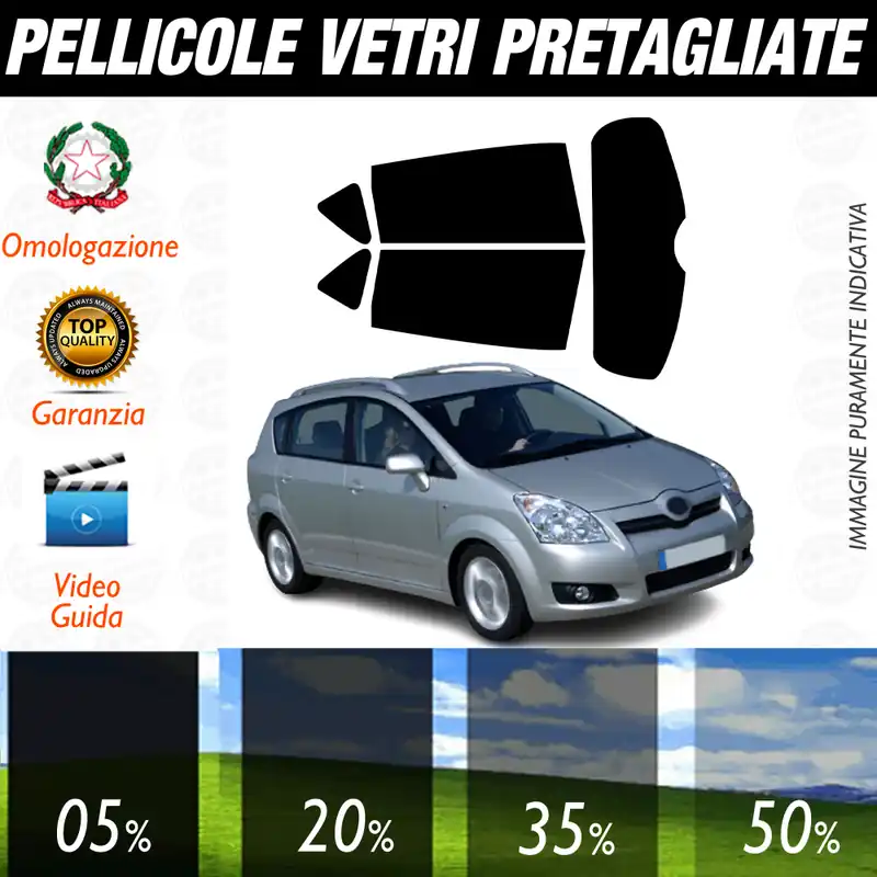 Subito Disponibile Toyota Corolla Verso dal 2004 al 2007 Pellicole Oscuramento Vetri Auto Pre Tagliate a Misura