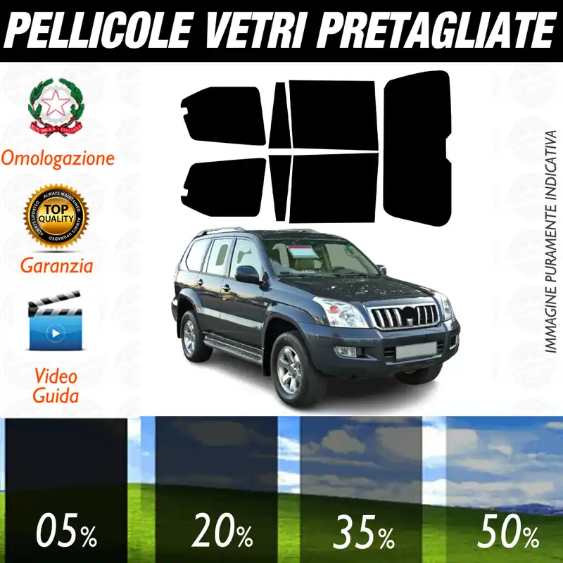 Toyota Land Cruiser dal 2002 al 2007 Pellicole Oscuramento Vetri Auto Pre Tagliate a Misura Scelto Dai Clienti