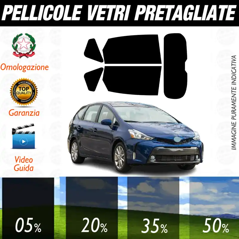 Promo Stagionale Toyota Prius+ dal 2012 a Oggi Pellicole Oscuramento Vetri Auto Pre Tagliate a Misura